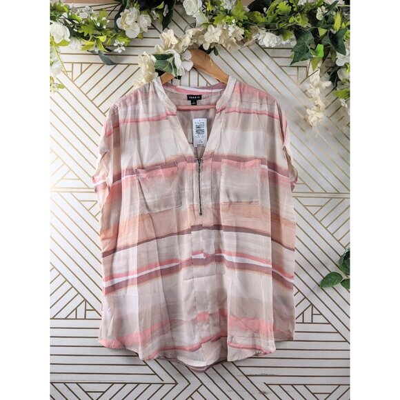 Torrid Women's Zipper Front Dolman Blouse Artist Stripe Top Size 1X  NWT - Picture 1 of 9
